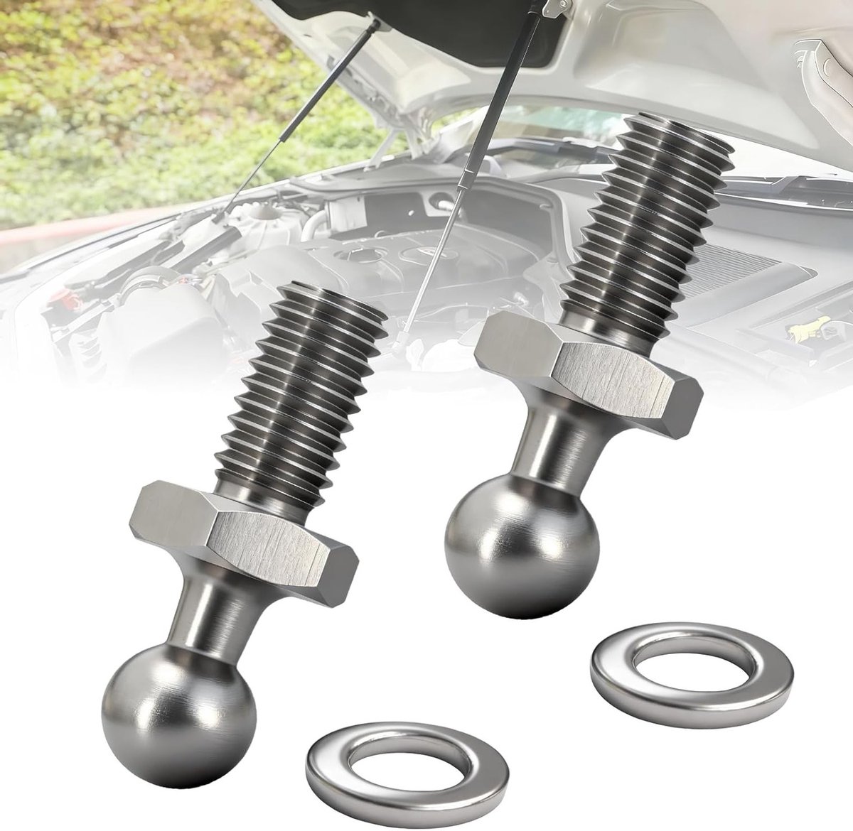 Ball Pins voor Gasveren met 10mm M8 Draad - RVS Ball Pins Geschikt voor Achterklep, Motorkap en Kofferbak, Duurzaam en Betrouwbaar