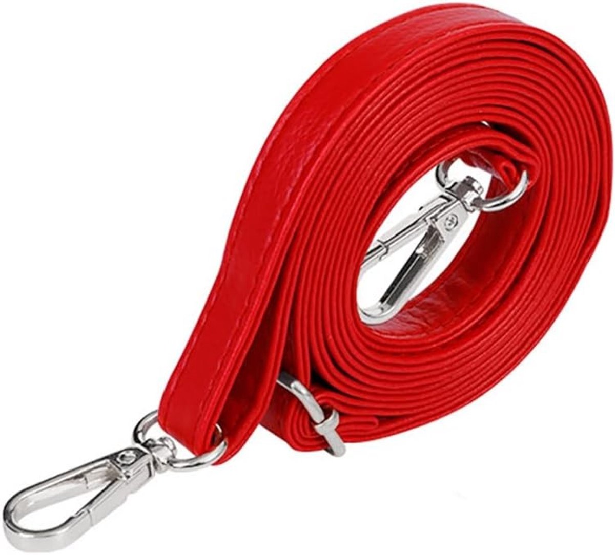 Verstelbare schouderriem van PU voor dames, ideaal voor handtassen en schoudertassen, 140 cm x 19 mm, rood en zilver, trendy tasaccessoires