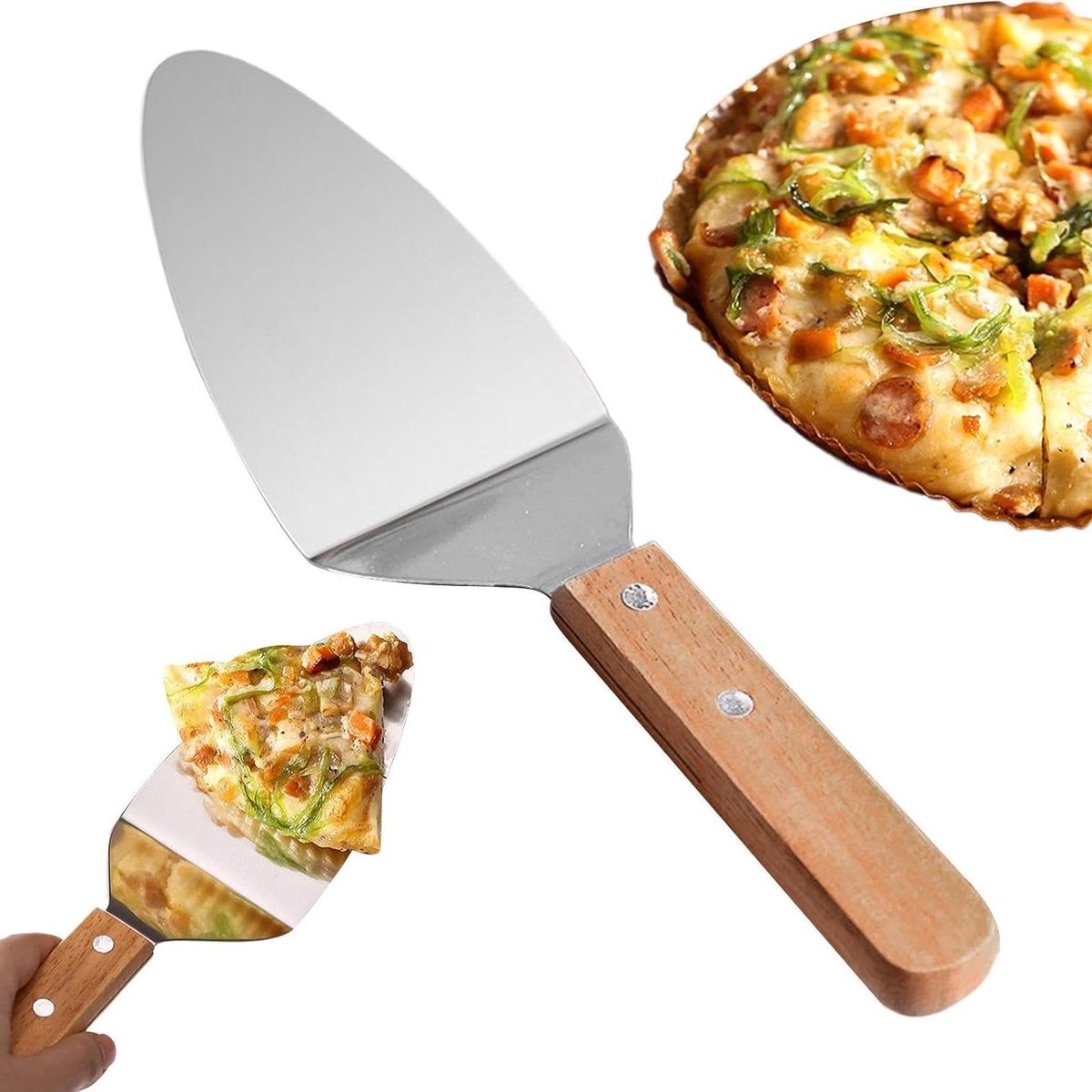 Pizza Schep - Taart Server - Eten Serveren - Hittebestendig Handvat - 27 cm - Zilver