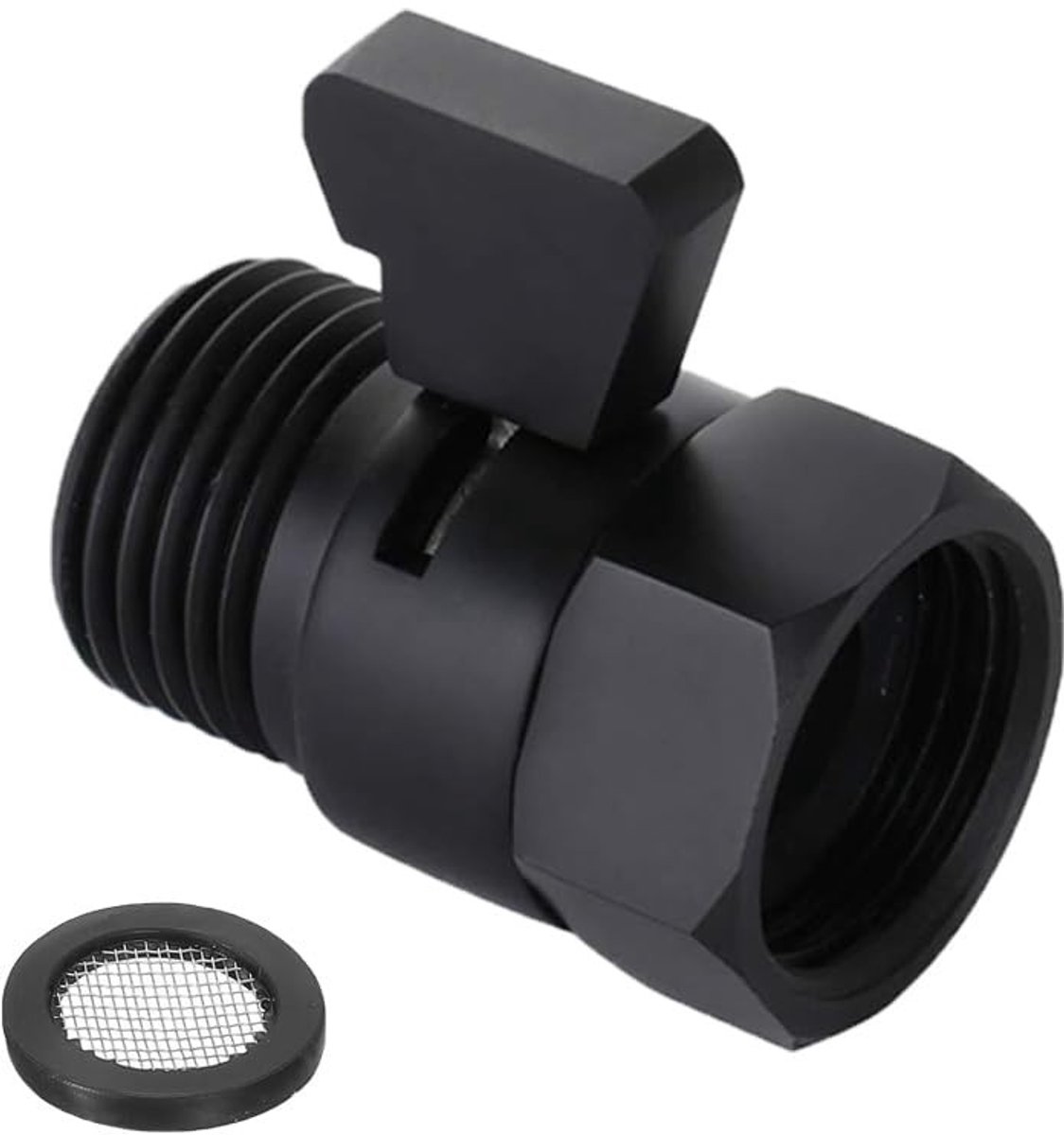 Cosensi - Dailygoods - Dailygoody - Douche Controleklep - Waterstroom Regulator - Voor Douchekop - G1/2 Inch - Matte Zwarte Afwerking - Efficiënte Waterbesparing - Geschikt