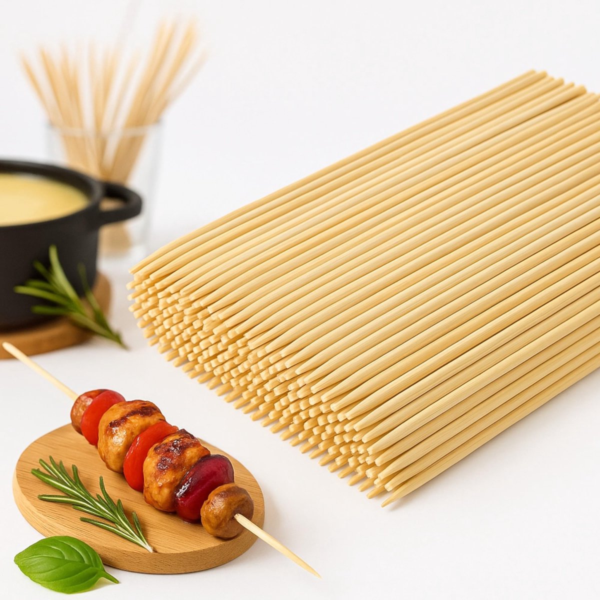 Cosensi - Houten Shaslikspiesen van Bamboehout voor BBQ en Feestjes