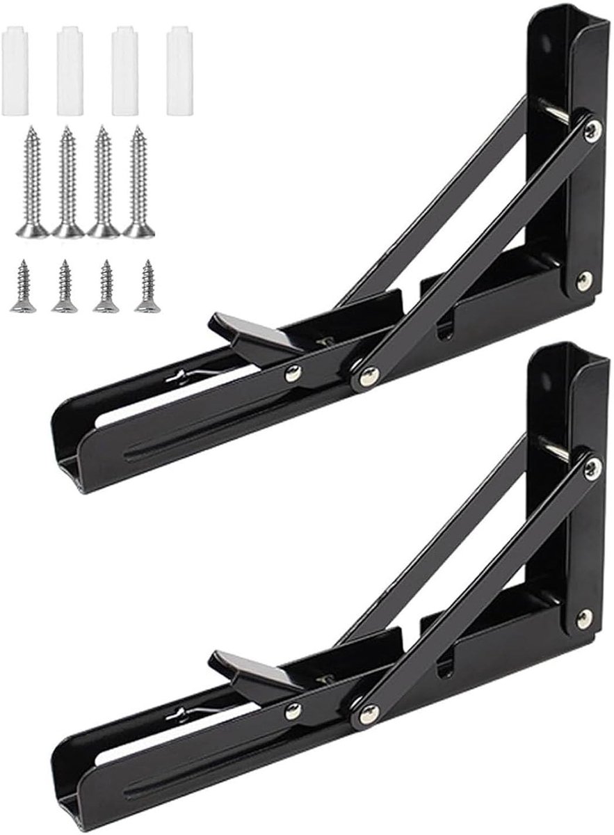 Cosensi - Dailygoods - 2 Stuks Klapstandaards van Roestvrij Staal voor Planken