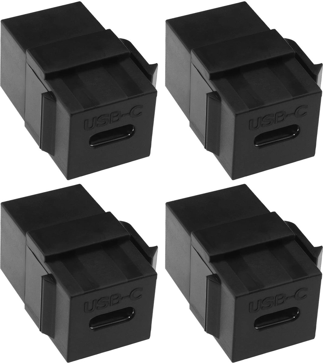 Cosensi - Dailygoods - Dailygoody - USB C Keystone Adapter - Type-C Koppeling - Zwart - 4 Stuks - Geschikt voor Wandplaat en Patch Panel - Kunststof