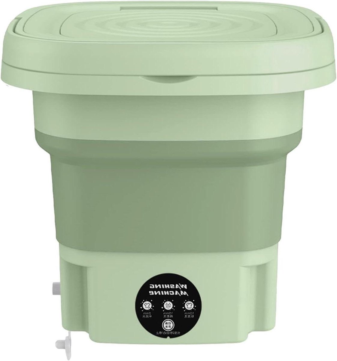 Kleine Wasmachine Opvouwbare Wasmachine Reizen en Kamperen Turbine en Blauwlichtfunctie 28L Inhoud Groen