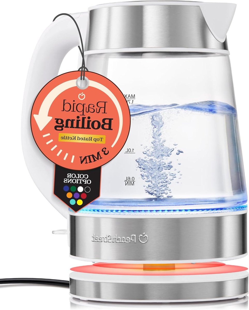 Waterkoker Glas - Snelkoker - Drankjes Bereiden - Automatische Uitschakeling - 1.7 Liter - Wit