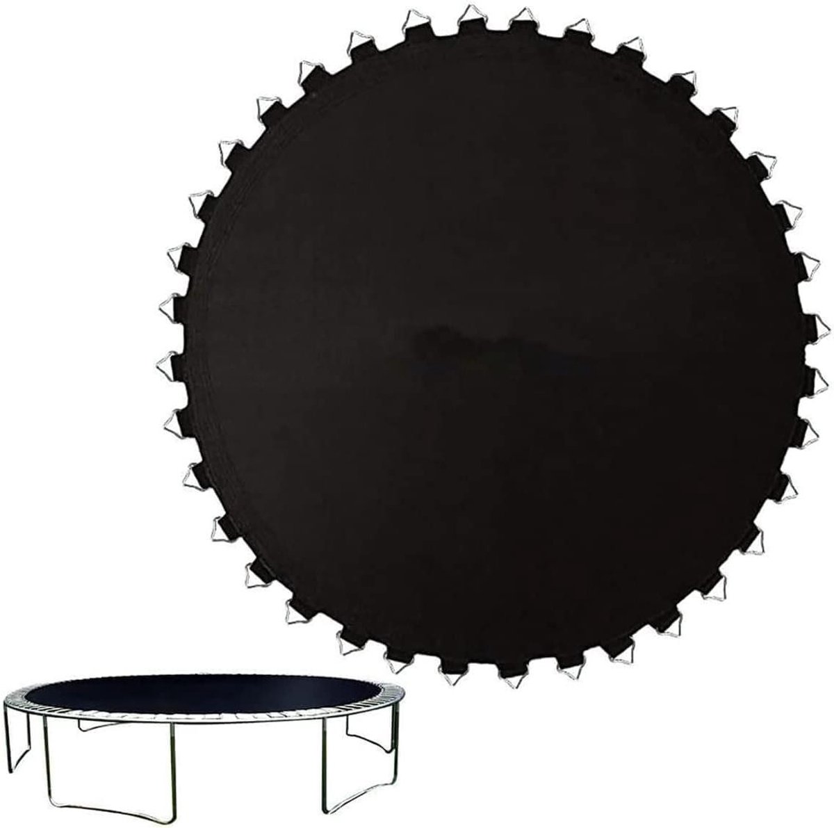 Trampoline Springmat - Vervangend Doek - Buiten Spelen - 8 Rijen Stiksels - 12ft 80 Buckles - Zwart