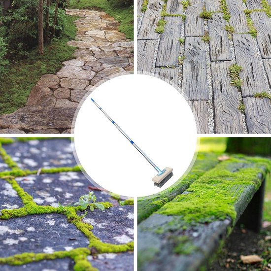 Stalen Bezem - Terrasreiniger - Buiten Reinigen - Verstelbare Steel - 165 cm - Grijs — afbeelding 3