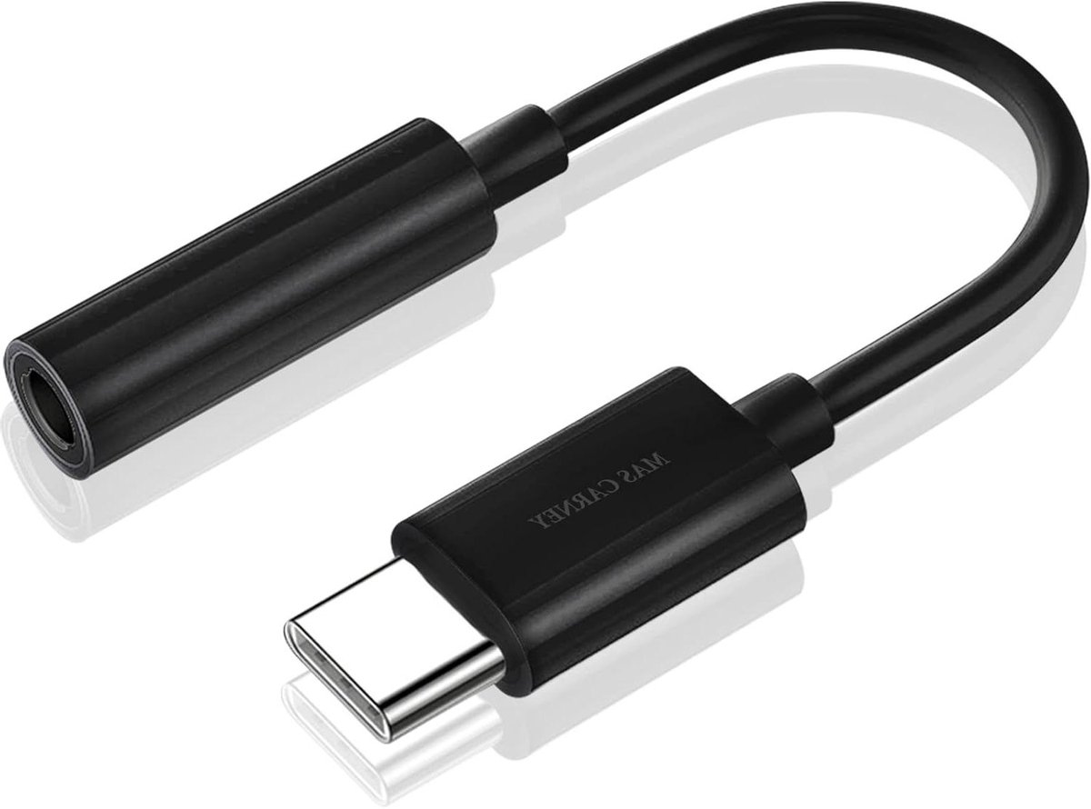 USB C naar Aux - Koptelefoon Adapter - Muziek Luisteren - Digitale Audio Chip - 12 cm - Zwart