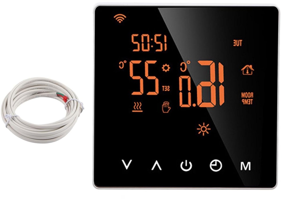 Programmeerbare Thermostaat - Slimme Regelaar - Comfort Verhoging - LCD Touchscreen - 230 Volt - Wit