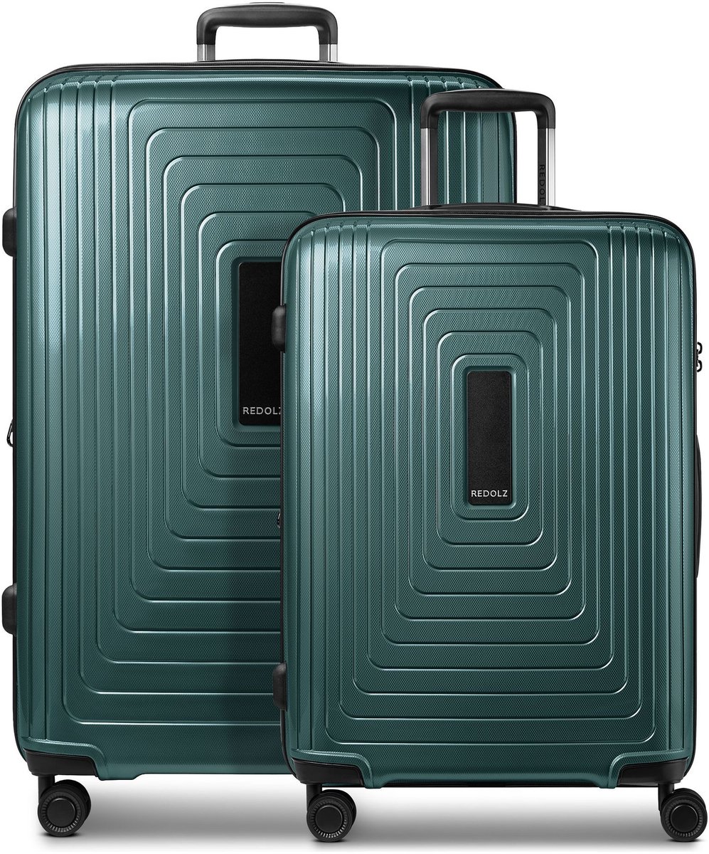 Redolz Essentials 14 4 wielen Kofferset 2-delig met uitbreidingsplooi - Harde bagage - TSA slot - pearl-green metallic