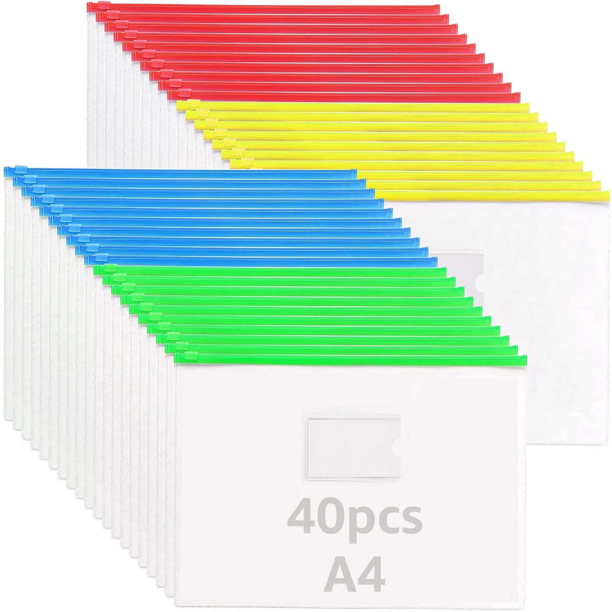 Dailygoods - 40 Stuks A4 Documentenvakken met Ritssluiting