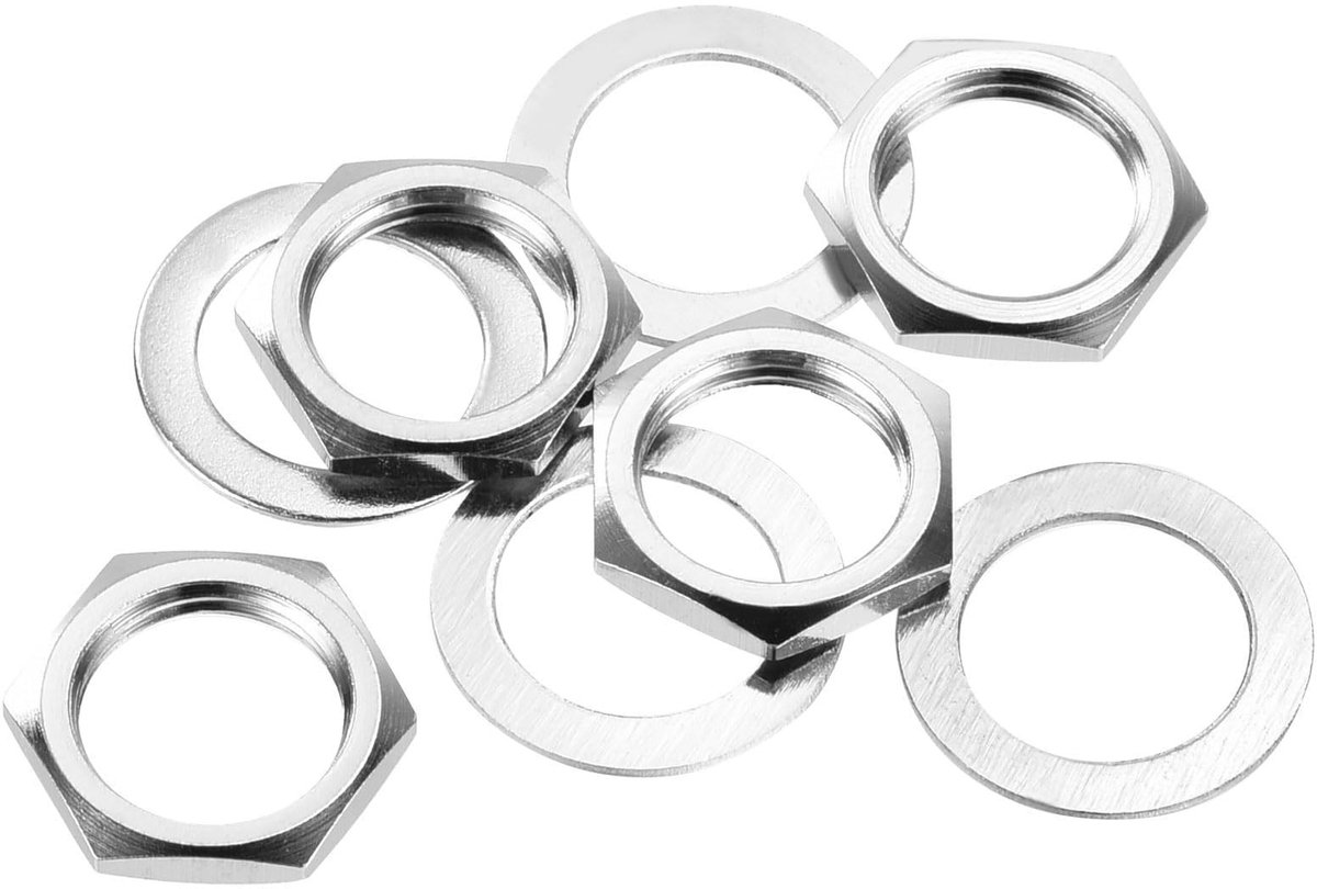 Dailygoods - Set van 4 Gitaar Moeren en Ringen voor Jack Socket