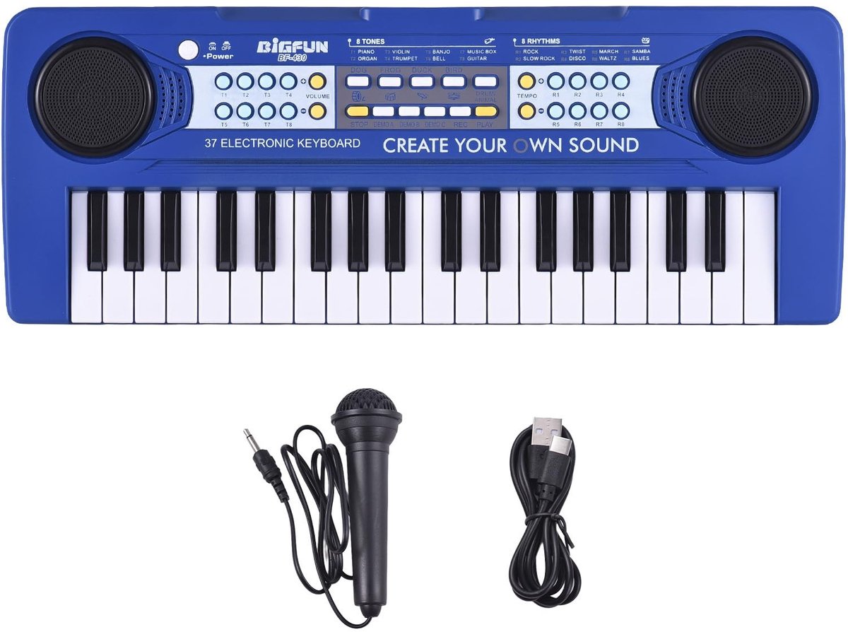 Dailygoods - 37 Toetsen Elektronisch Toetsenbord voor Beginners, Blauw
