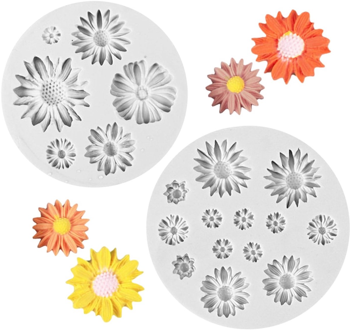 Dailygoods - Set van 2 Creatieve Siliconen Bloemvormen voor Taart en Snoep