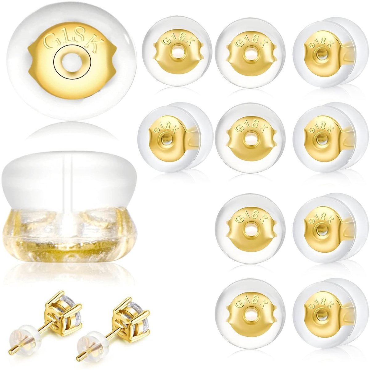 Dailygoods - 6 Paar Siliconen Oorkussens voor Oorbellen en Gedropte Oren