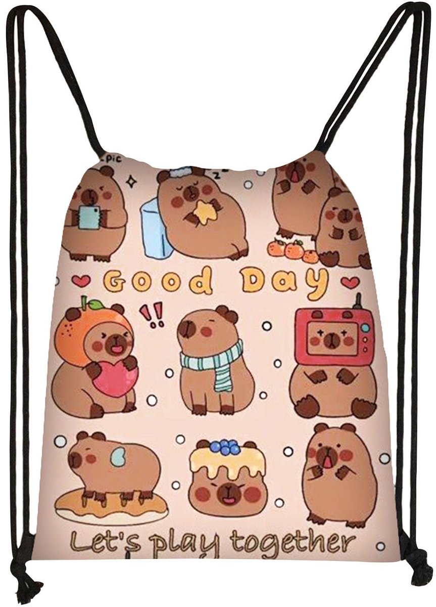 Dailygoods - Schattige Capybara Gymtas met Trekkoord