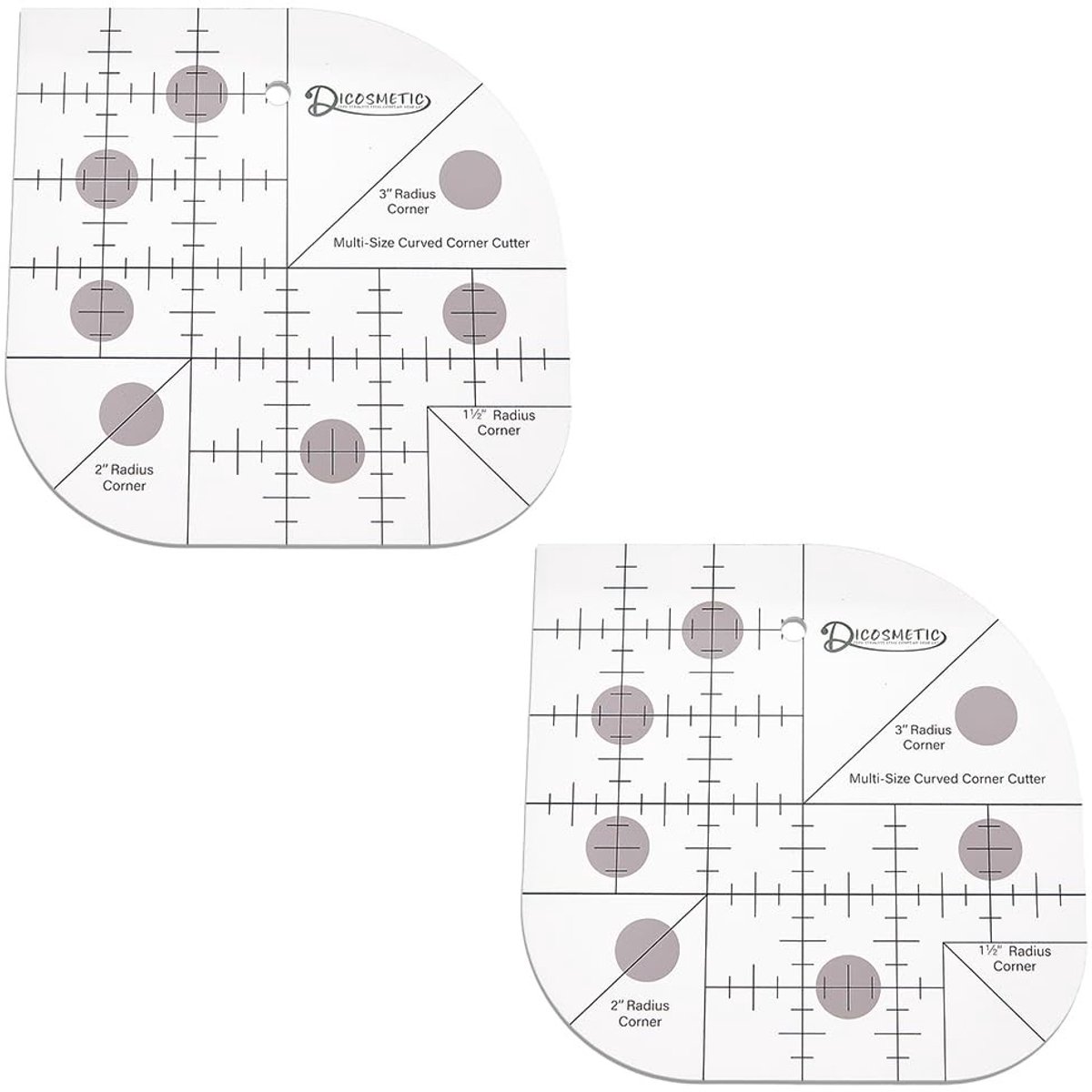 Dailygoods - Set van 2 Gebogen Hoeklinialen voor Patchwork en Naaien