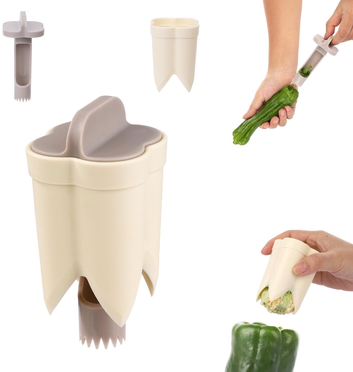 Dailygoods - 2 in 1 Peperontpitter en Paprikasnijder voor Keuken