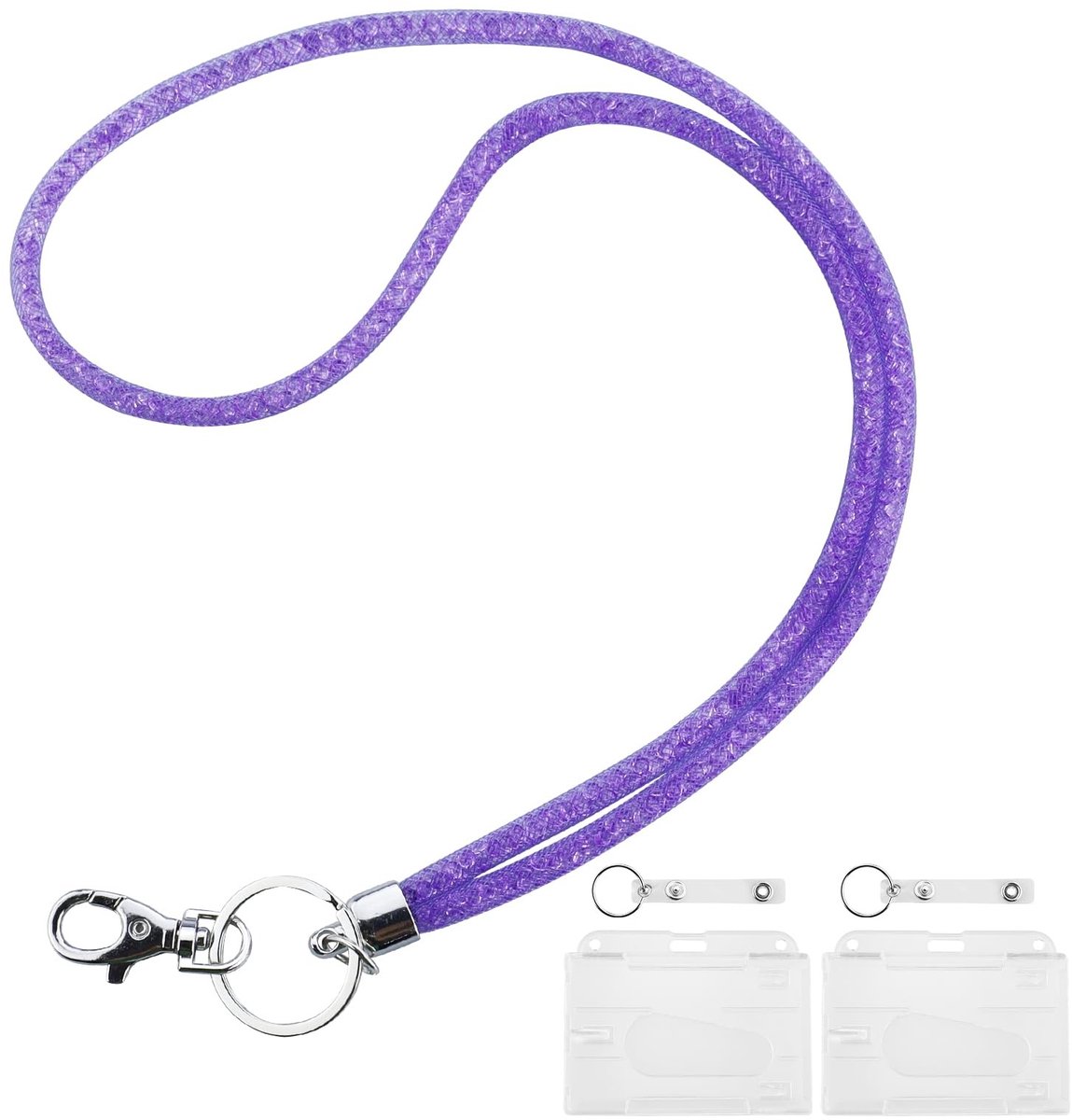 Dailygoods - Bling Violet Strass Sleutelkoord met Kristallen Halsband en ID-kaarthouder