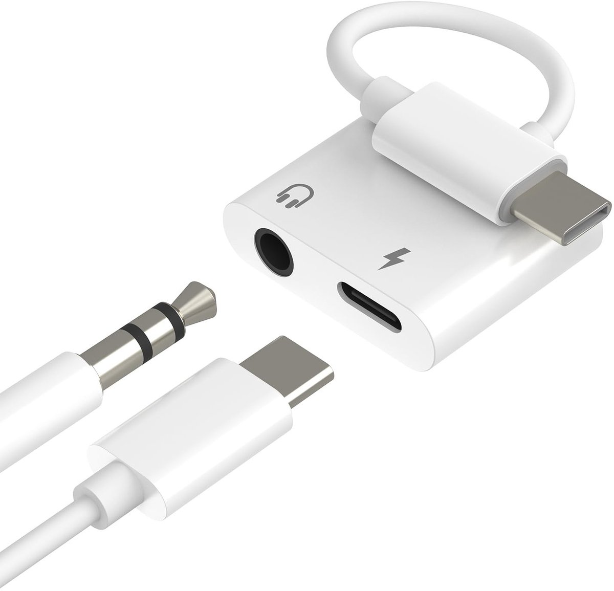 Dailygoods - 2-in-1 USB-C naar 3,5 mm Hoofdtelefoonadapter