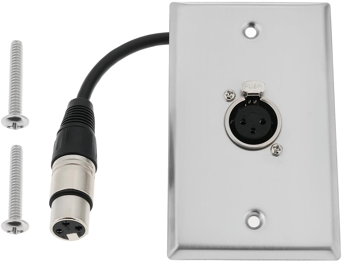 Dailygoods - Roestvrij Stalen XLR Muurplaat met Pigtail voor Audio Installatie