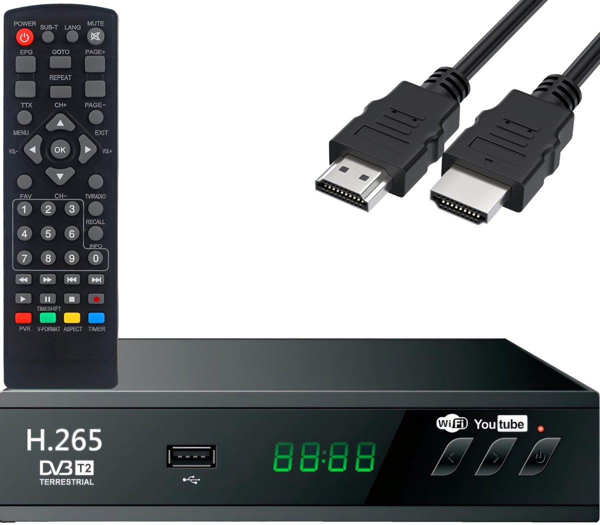 Dailygoods - DVB-T2 HD Ontvanger met PVR Functie en HDMI Kabel