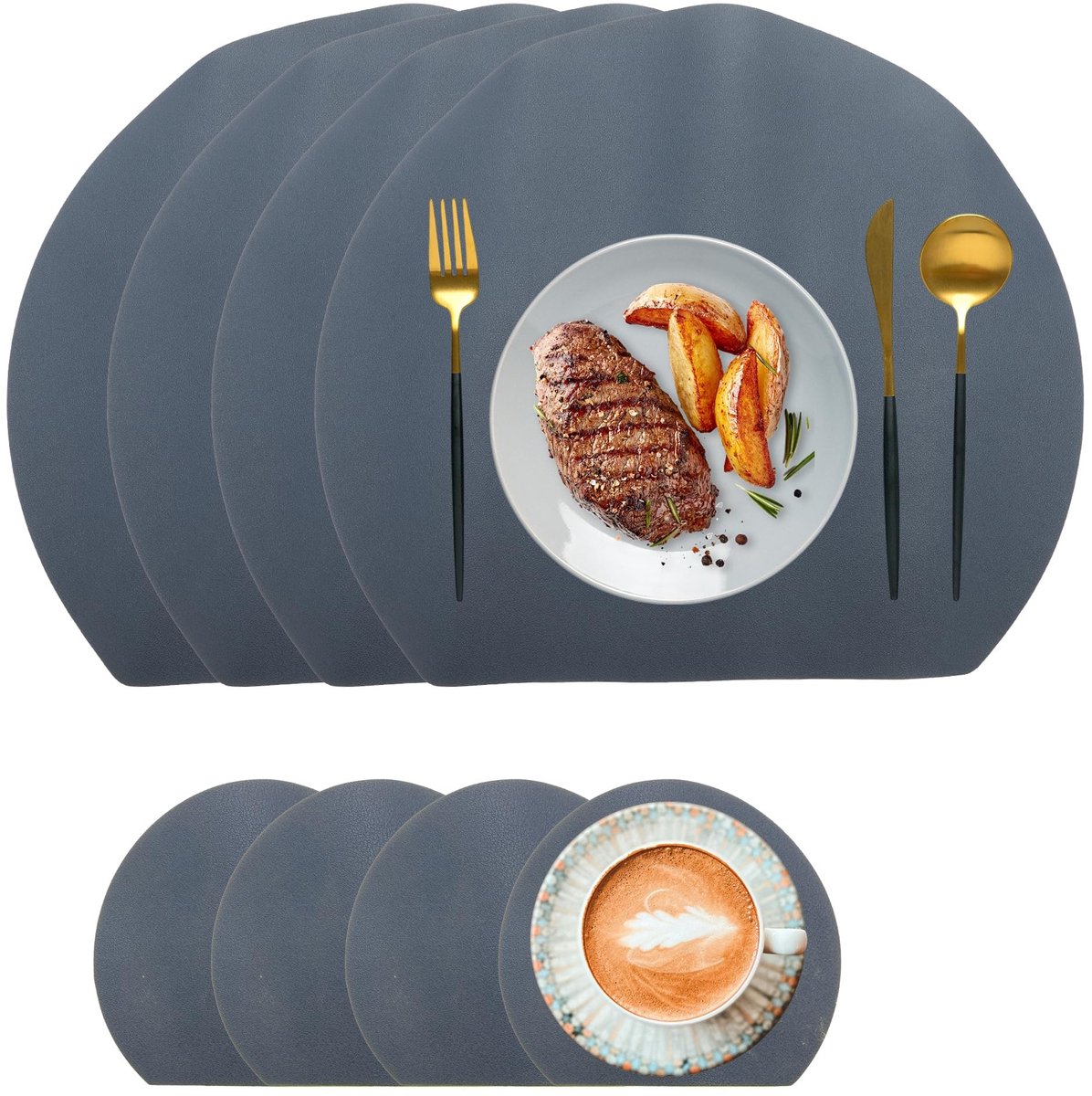 Dailygoods - Set van 4 Wasbare Antislip Placemats en Onderzetters