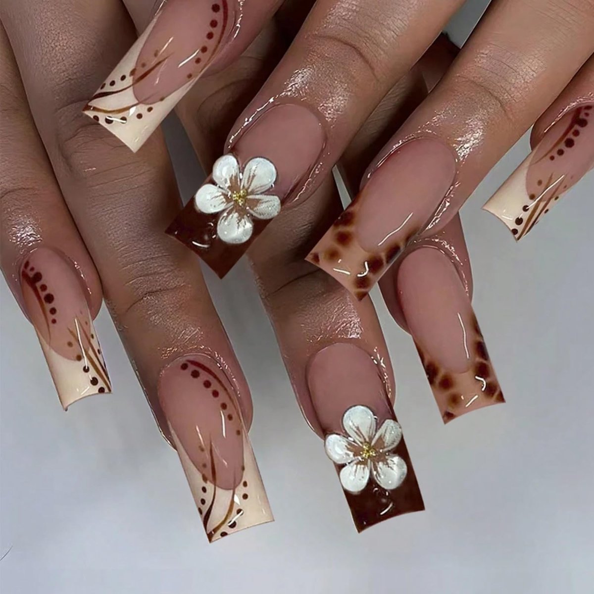 Dailygoods - 24 Stuks Lange Press on Nails met Swarovski-stenen
