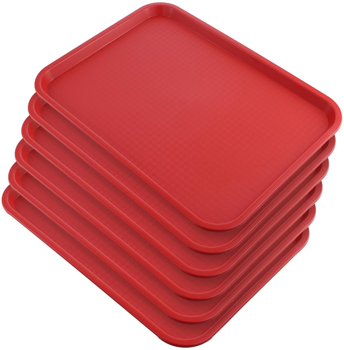 Dailygoods - Set van 6 Rode Kunststof Dienbladen 41,5 x 30,5 cm