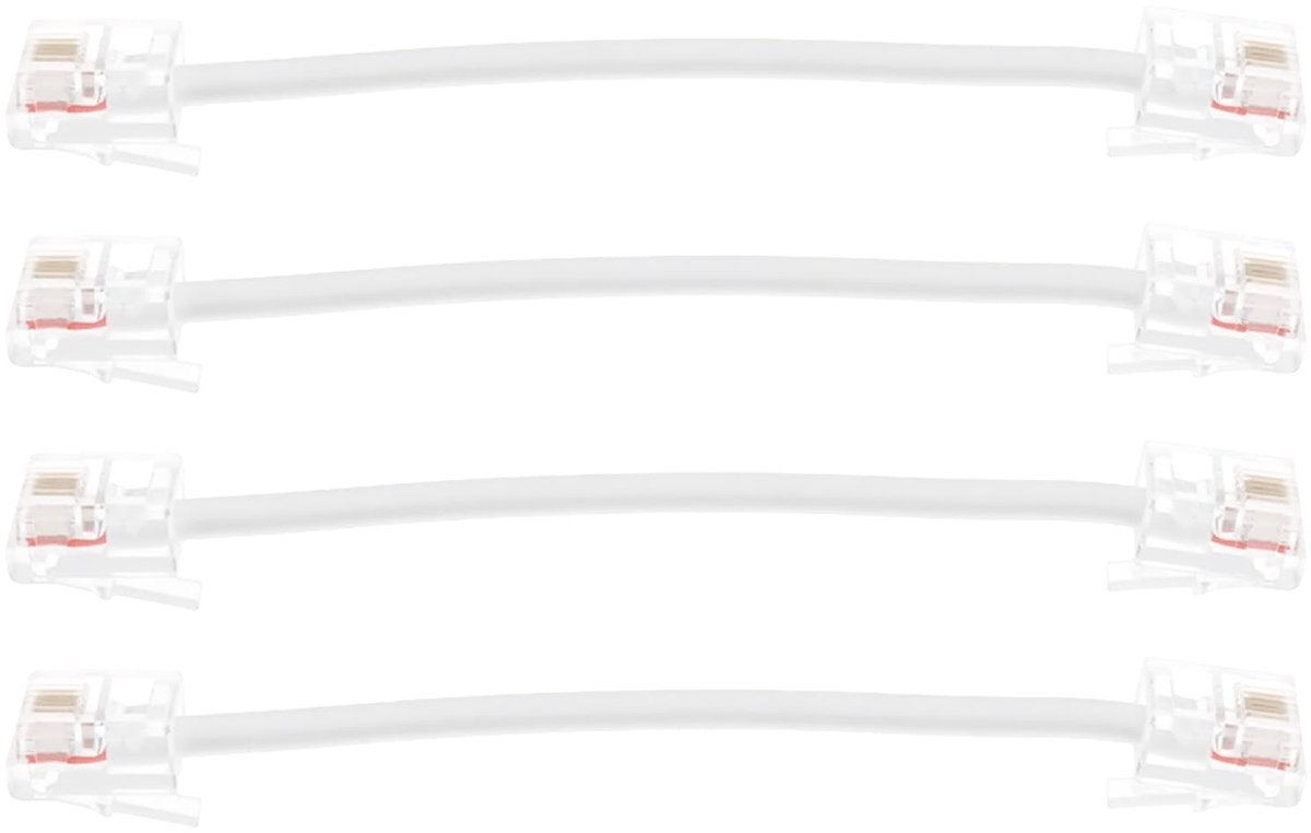 Dailygoods - 4 Stuks 3 Inch RJ11 Telefoonkoord voor Korte Verbindingen