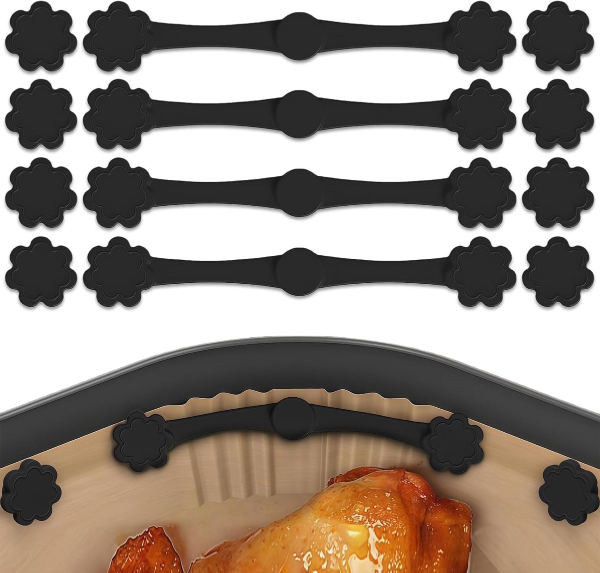 Siliconen Magnetische Sluitingen voor Airfryer - 4 Stuks - Ideaal voor Bakpapier en Koken
