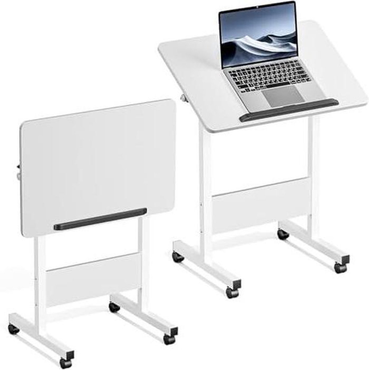 Mobiel Sta bureau - Laptop tafel - Flexibel werken - In hoogte verstelbaar - 25-87 cm - Wit
