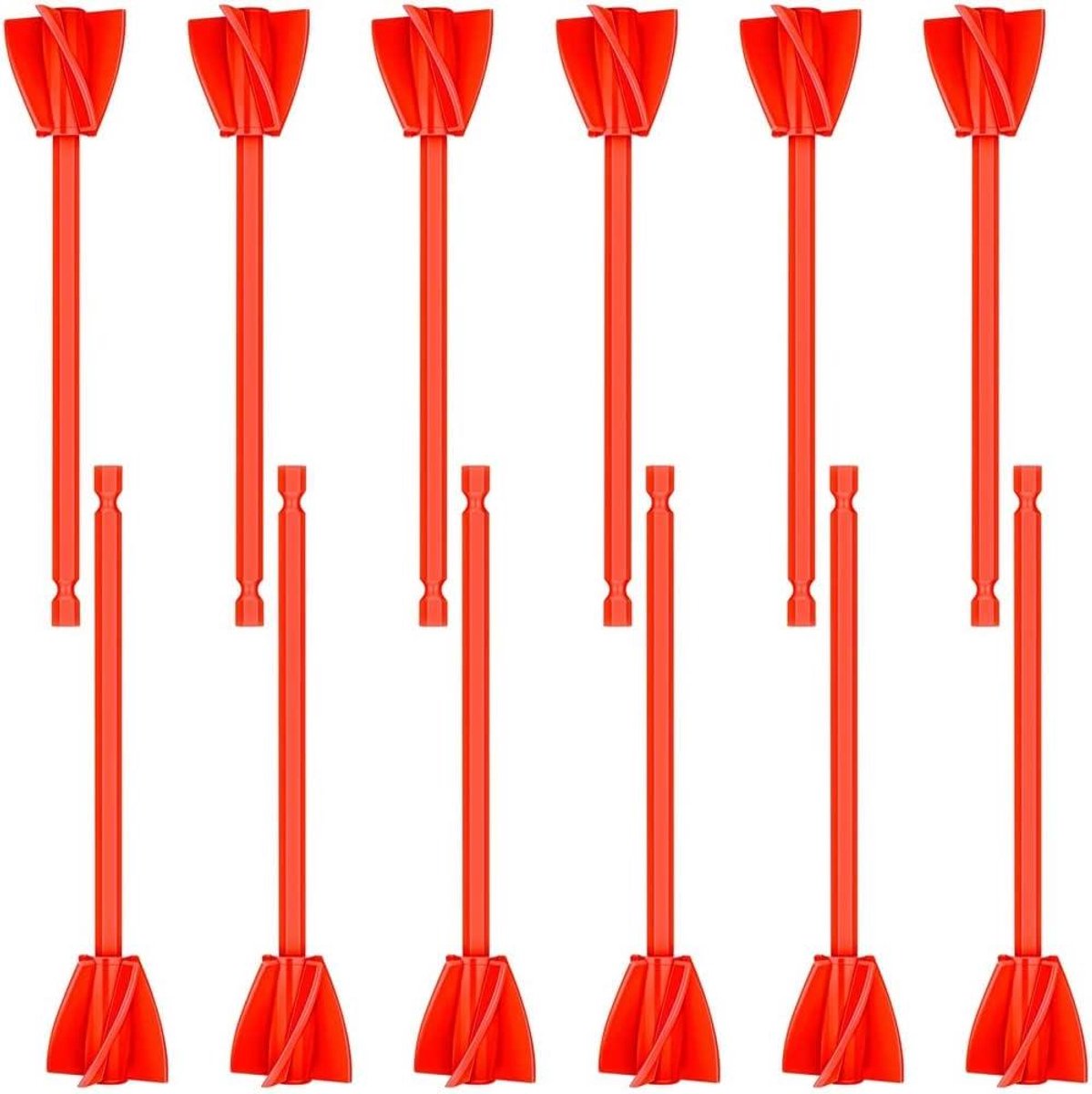 Epoxy Mixer Opzetstukken - Boor Accessoires - Harsen Mengen - Spiraalvormige Bladen - 12 Stuks - Rood