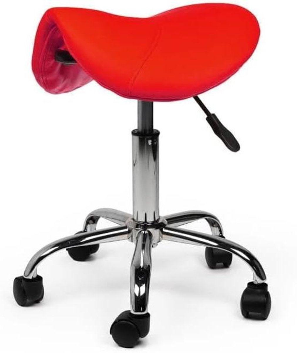 Zadelkruk - Ergonomische kruk - Comfortabel werken - Verstelbare zithoogte - L formaat - Rood