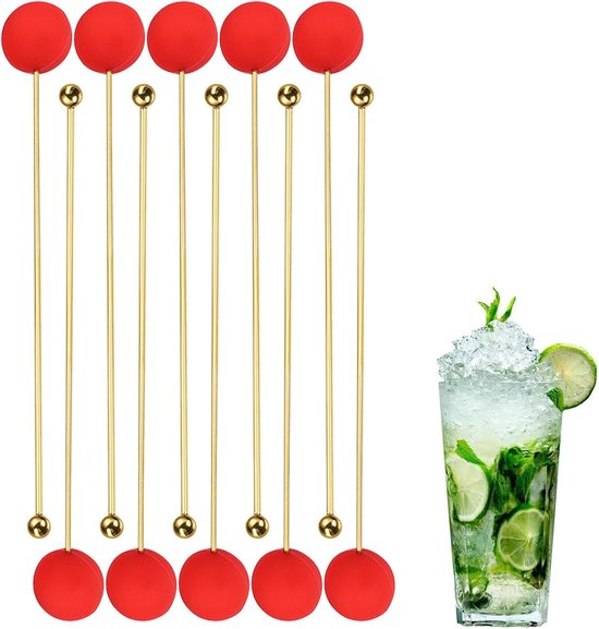 Koffie Roerstaafjes - Drank Roerder - Drankjes Mengen - Roestvrij Staal - 20 cm Lengte - Goud — afbeelding 5