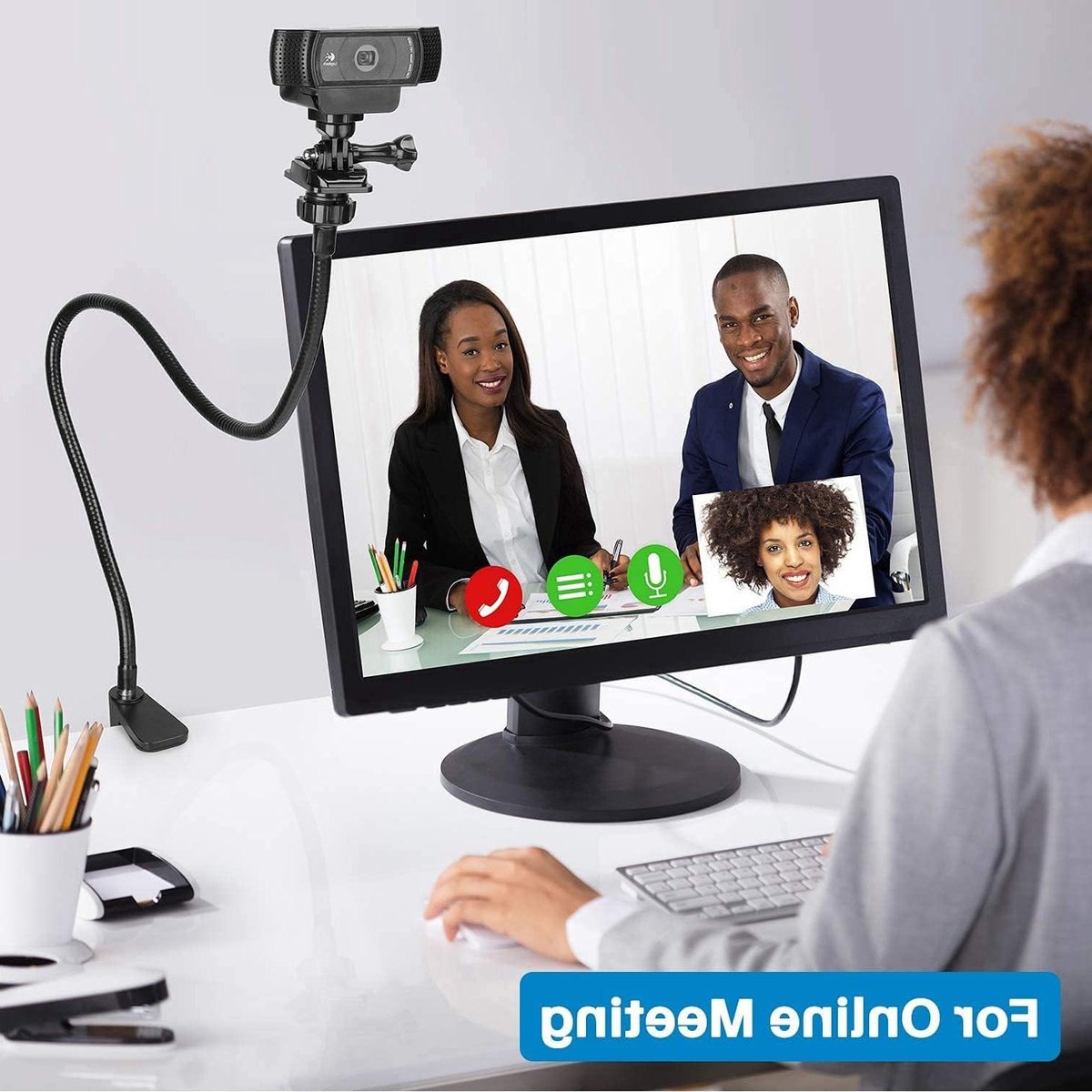 Webcam Stand - Flexibele Arm - Video Bellen - Verstelbare Klem - 25 Inch - Zwart