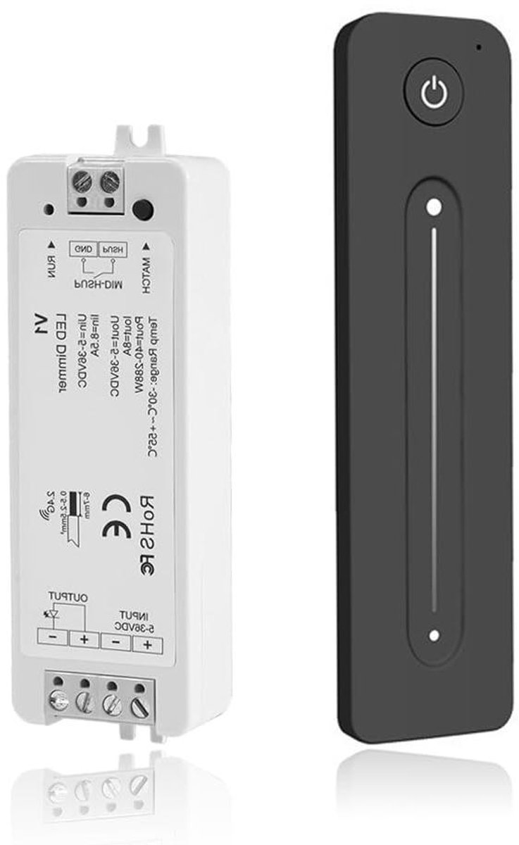 Led-dimmer controller met afstandsbediening, DC 5V-36V 8A 2,4GHz RF afstandsbediening, dimschakelaar, wandmontage, led-strip, controller, touch-afstandsbediening, voor effen ledstrips, dimbaar