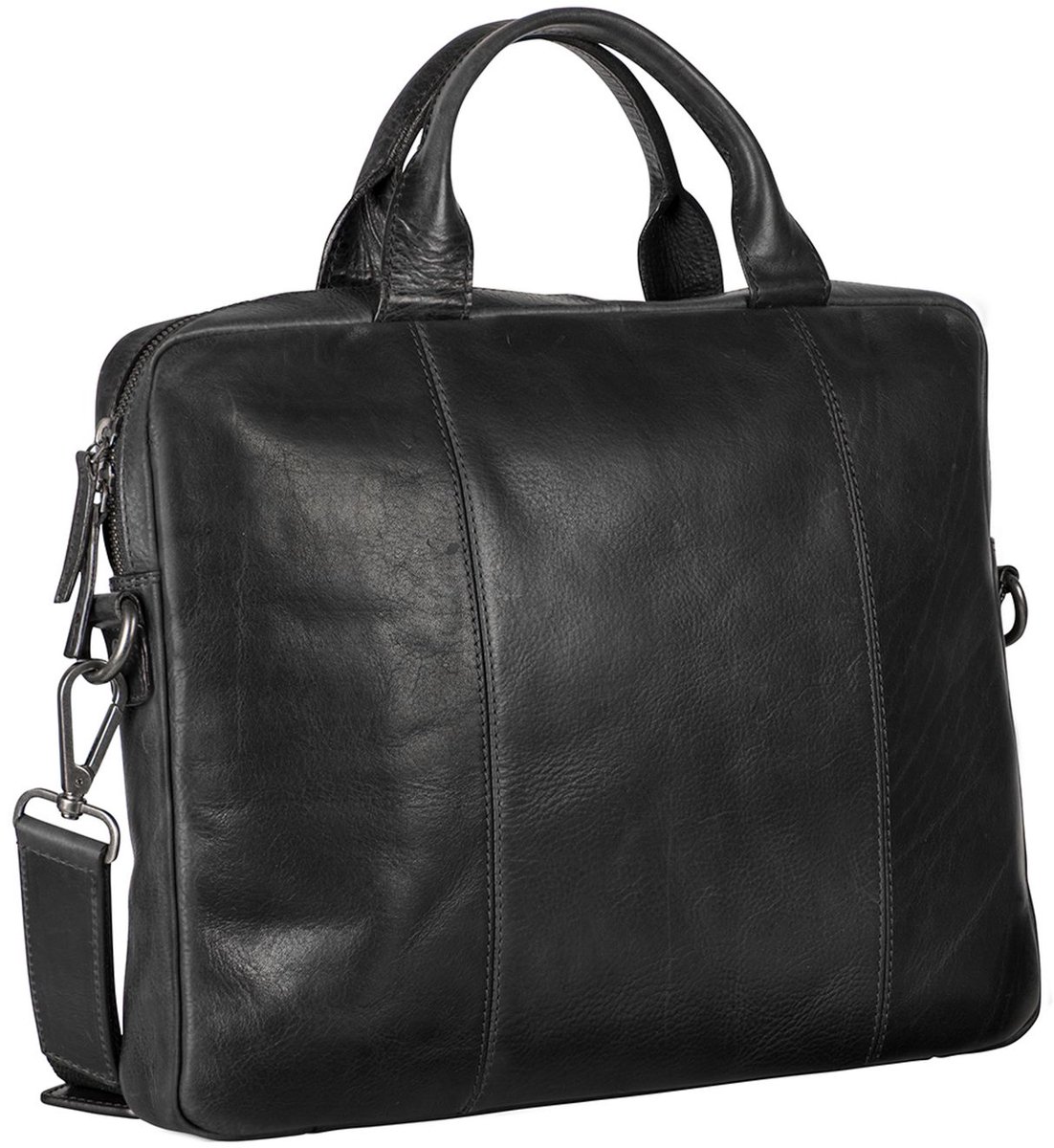 LEONHARD HEYDEN Leren business tas met laptopvak Roma RV-Aktenmappe Slim 1 Fach 5366 Schwarz zwart