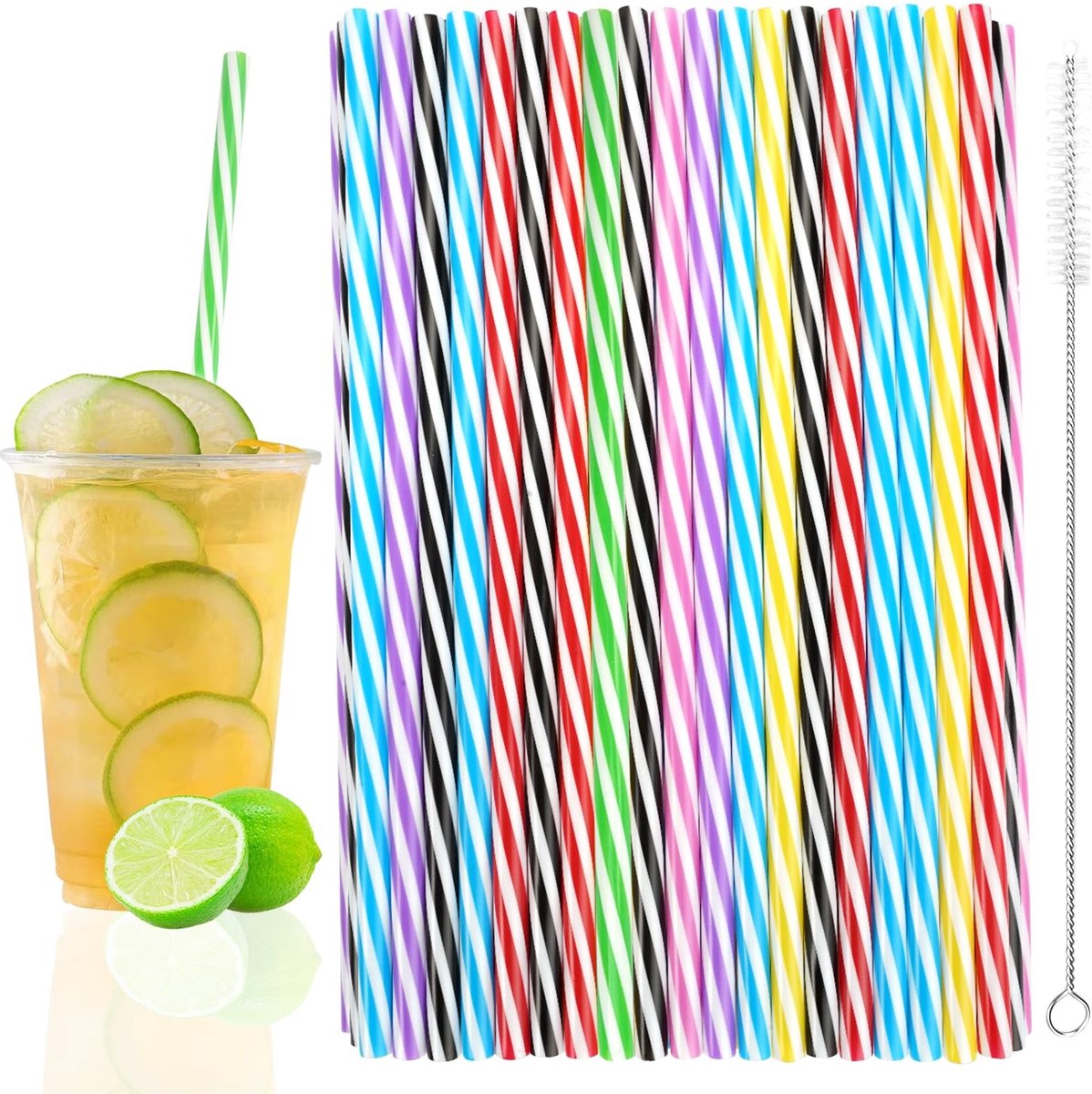 Dailygoods - Dailygoody - Harde Rietjes - Herbruikbaar - Kleurrijk - Drinkbuisjes - Voor Smoothies - 100 Stuks
