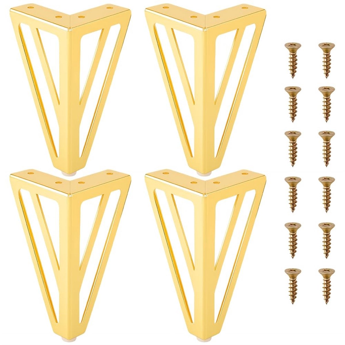 Dailygoods - Dailygoody - Meubelpoten - Gouden meubelpoten - Heavy duty metalen poten - 14 cm - Ideaal voor dressoir en kast - Stevige ondersteuning - Geschikt voo...