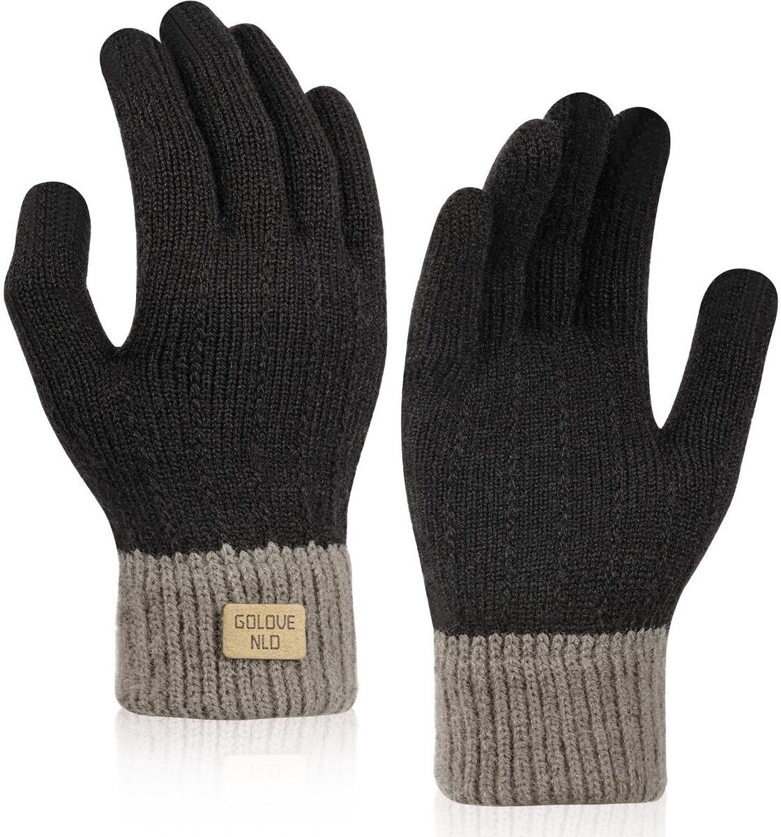 Innovra - Dailygoods - Dailygoody - Thermische winterhandschoenen - Warme gebreide wanten - Zwart - Touchscreen handschoenen - Geschikt voor uniseks - Thermische wanten