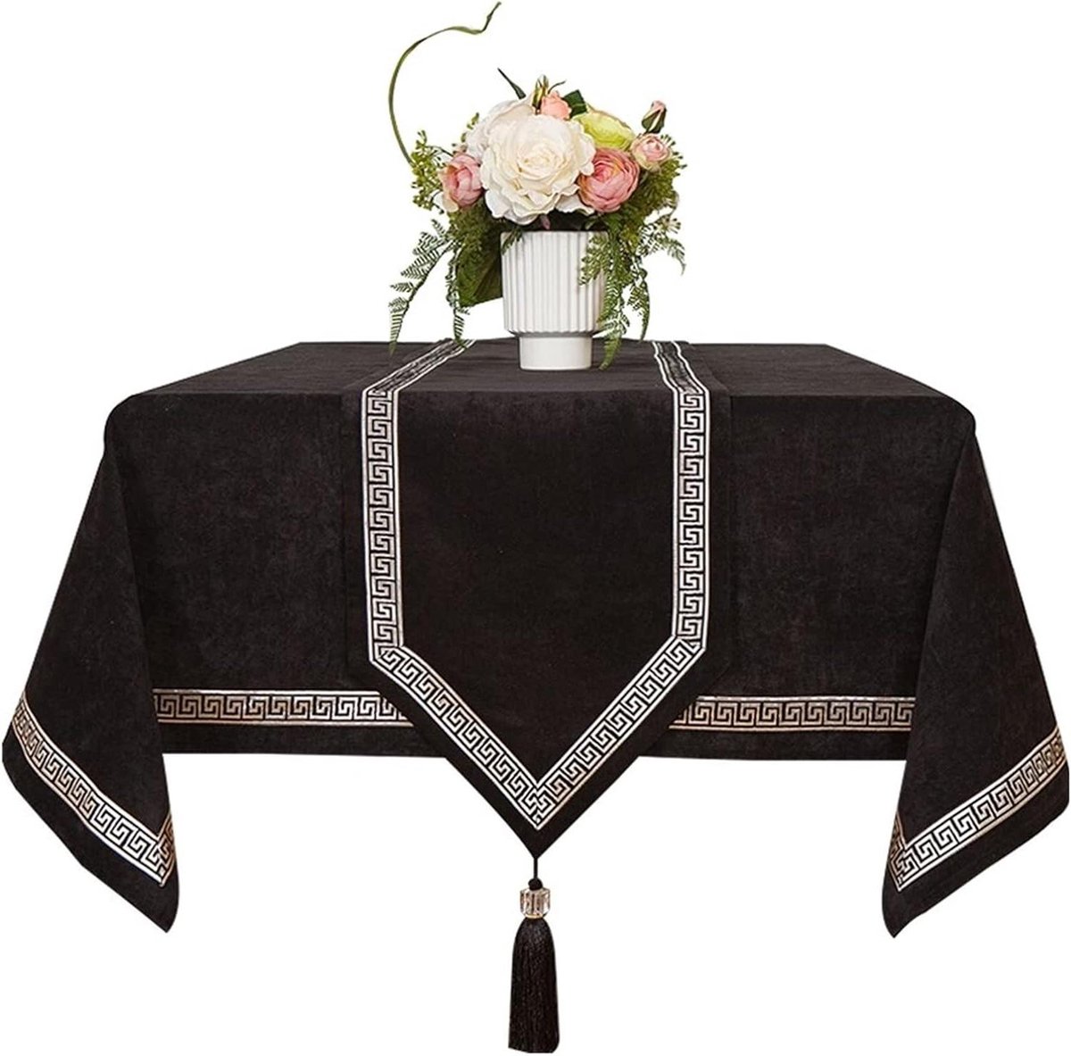 Tafelkleed - Tafeldecoratie - Eettafel aankleden - Eenvoudig modern design - 140x180cm - Zwart