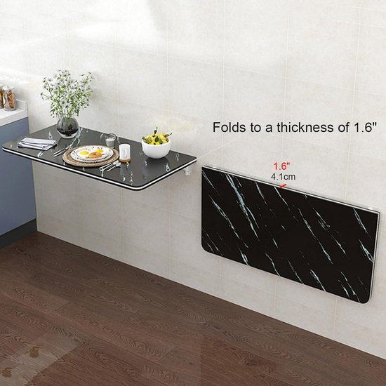 Wand Klaptafel - Inklapbaar Bureau - Ruimte Besparen - Metalen Beugel - 60x30cm - Wit — afbeelding 3