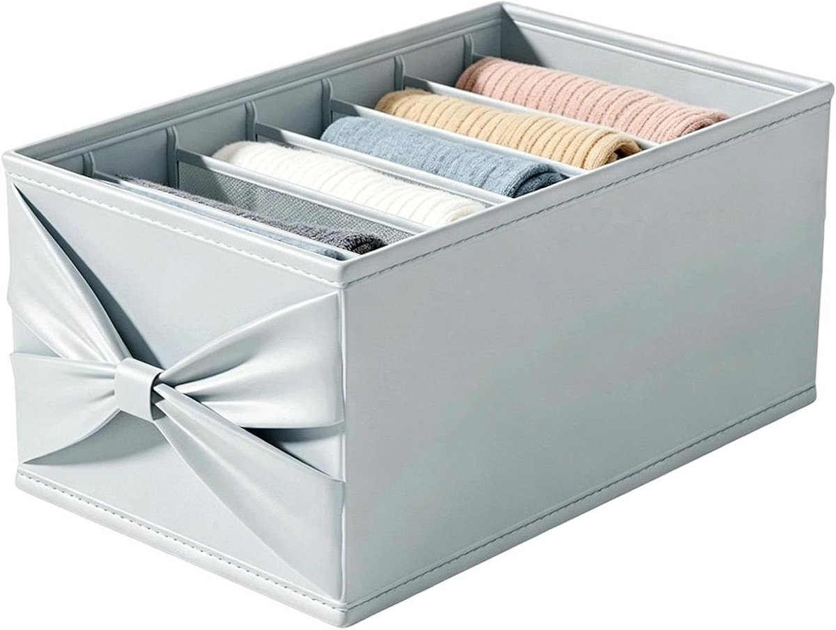Kleding Organizer - Garderobe Bak - Kast Opruimen - Met Scheidingswanden - 45 x 25 cm - Grijs