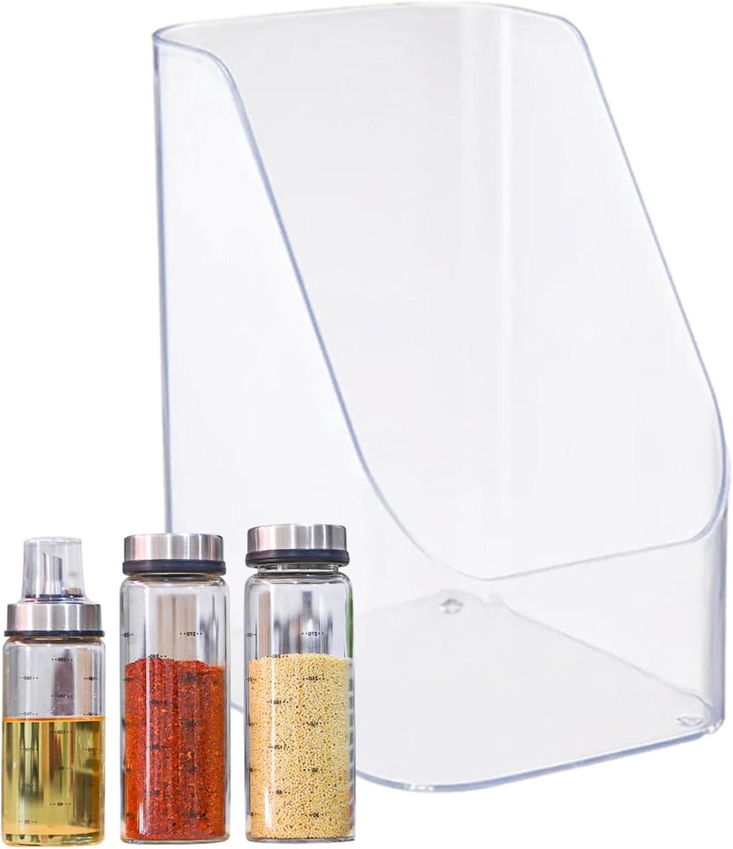 Koelkast Organizer Bakken - Voorraadkast Opslag - Netjes Opbergen - Schuine Opening - 16x13x16cm - Transparant