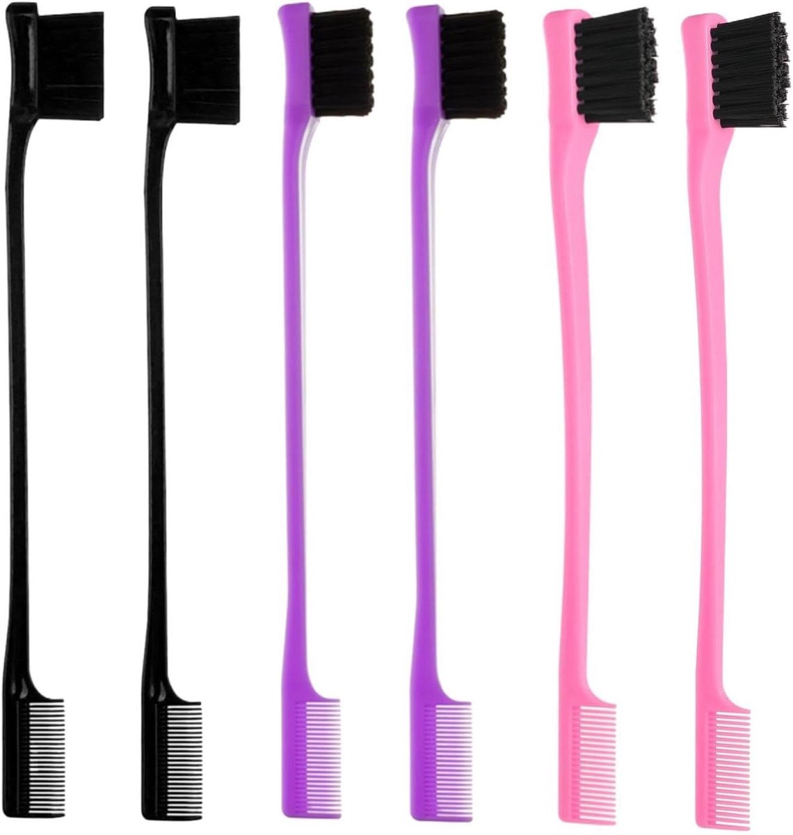 Haar Rand Borstel - Stylingtools Set - Netjes Haar Laten - Dubbelzijdig Ontwerp - 6 Stuks - Zwart