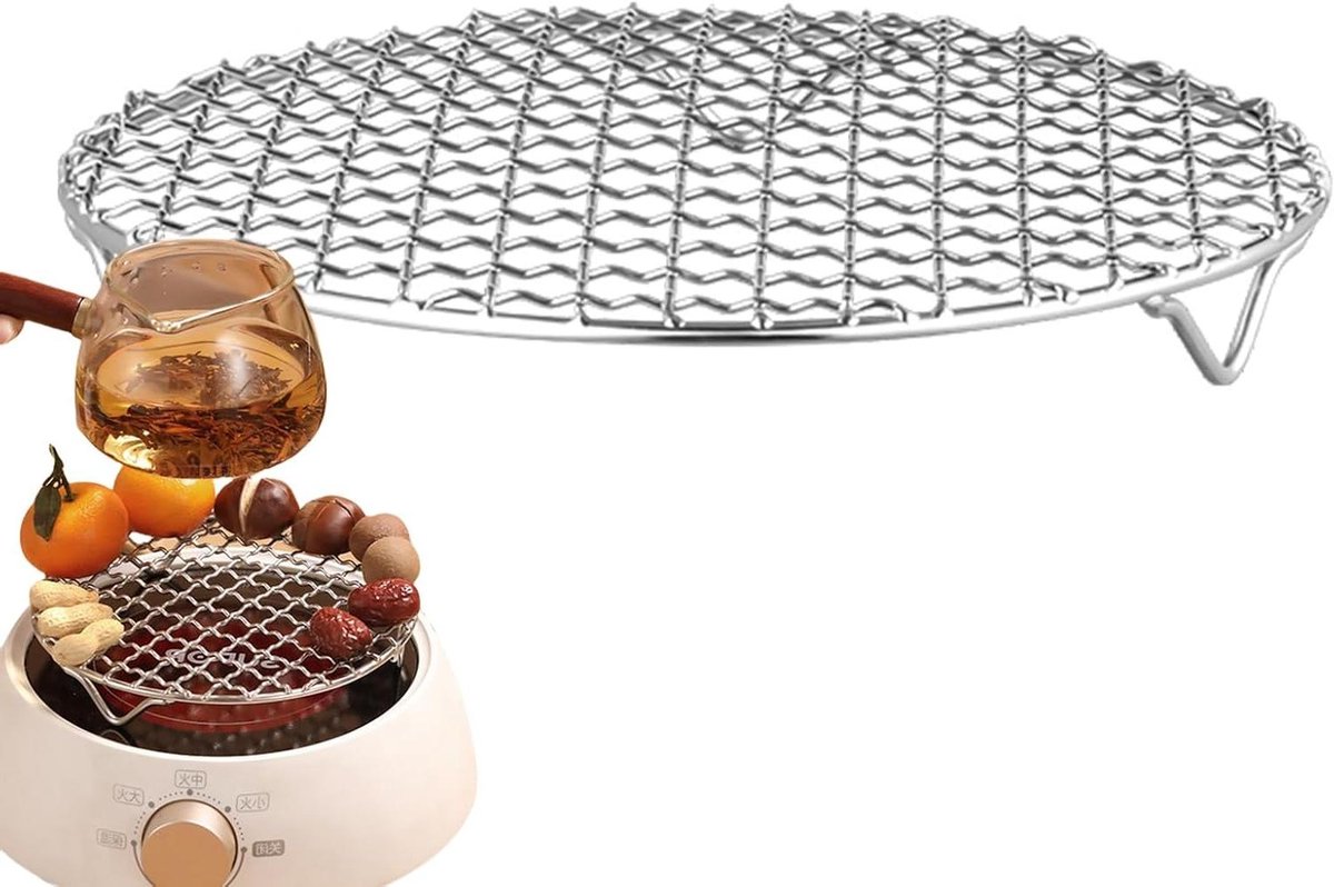 BBQ Grill Rooster - Vervangend Rooster - Buiten Koken - Roestvrij Staal - 26 cm Diameter - Zilver
