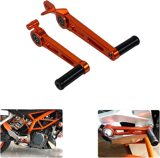 Motorfiets Pedaal Set - Voetrem Hendel - Verbeterde Controle - CNC Aluminium Constructie - Voor Duke 390 - Oranje van Duke — afbeelding 2