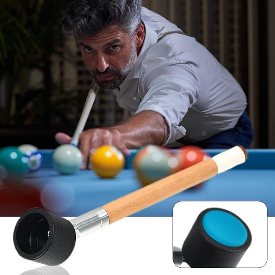 Biljartkrijthouder - Keu Accessoire - Spel Verbeteren - 2-in-1 Functie - 20 cm Lengte - Houtkleur — afbeelding 2