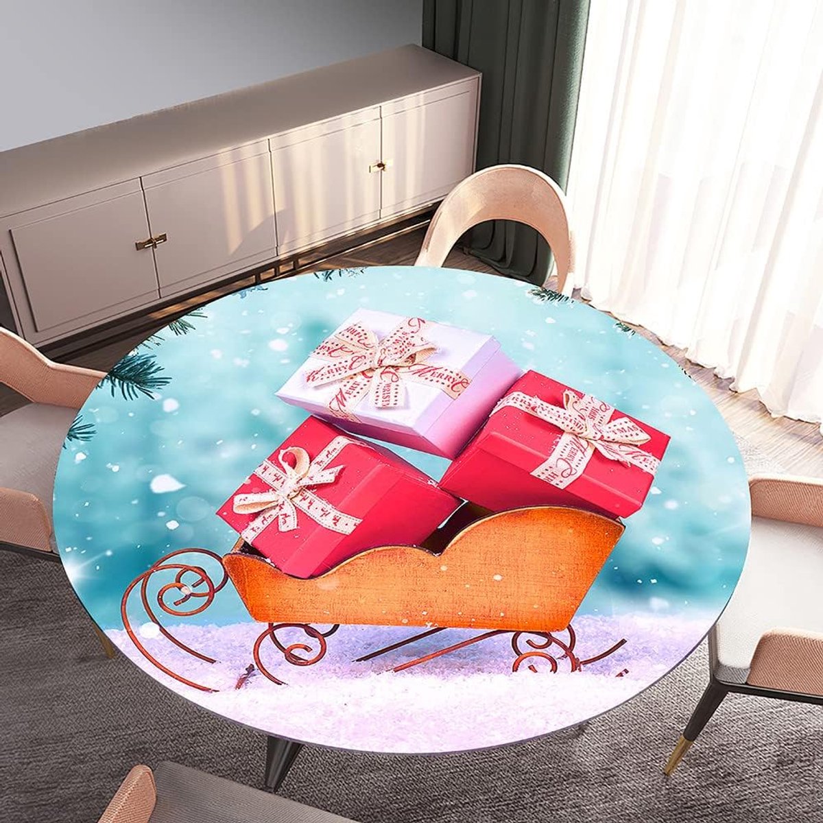 Ronde Tafelkleed - Oliezeil Waterafstotend - Tuin Decoratie - Elastische Rand - 200 cm - Cadeau